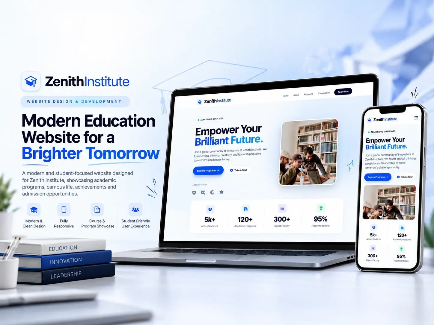 Zenith Institute – Education Website — website screenshot, a project by Solvemade